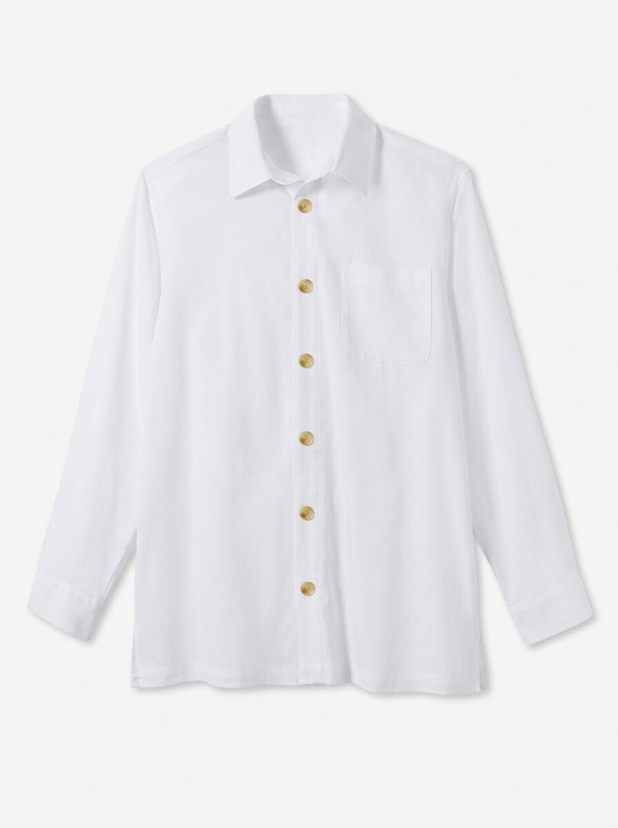  Long Sleeve Linen Shirt, WHITE, on-hover image number 1