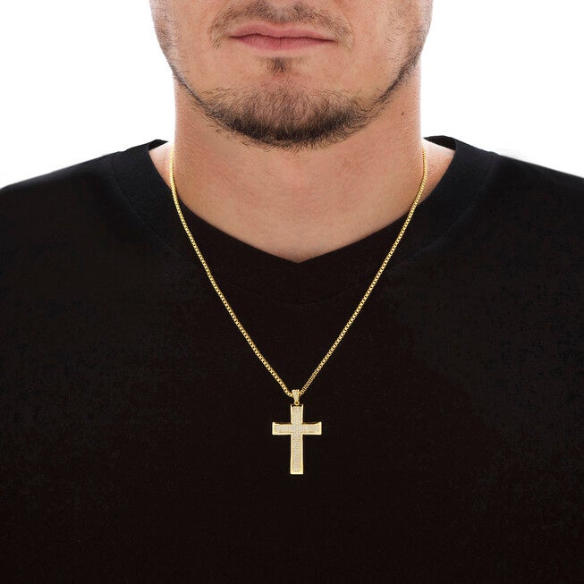.65 Cttw.Gold-Plated Round Cubic Zirconia Cross Pendant Necklace 20 inches, WHITE, alternate image number 2