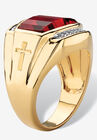 Men's Yellow Gold-Plated Created Ruby White and Diamond Accent Ring, , on-hover image number null