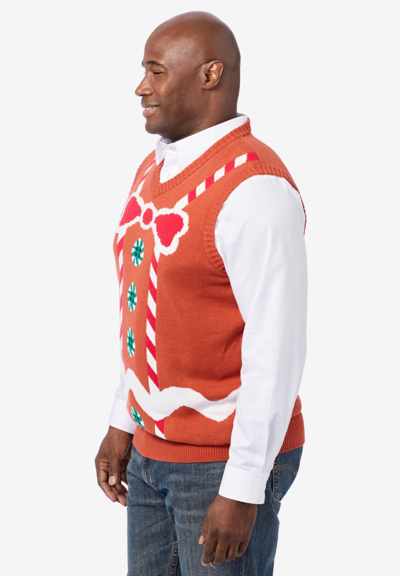Novelty Seasonal Vest, GINGERBREAD MAN, alternate image number 3
