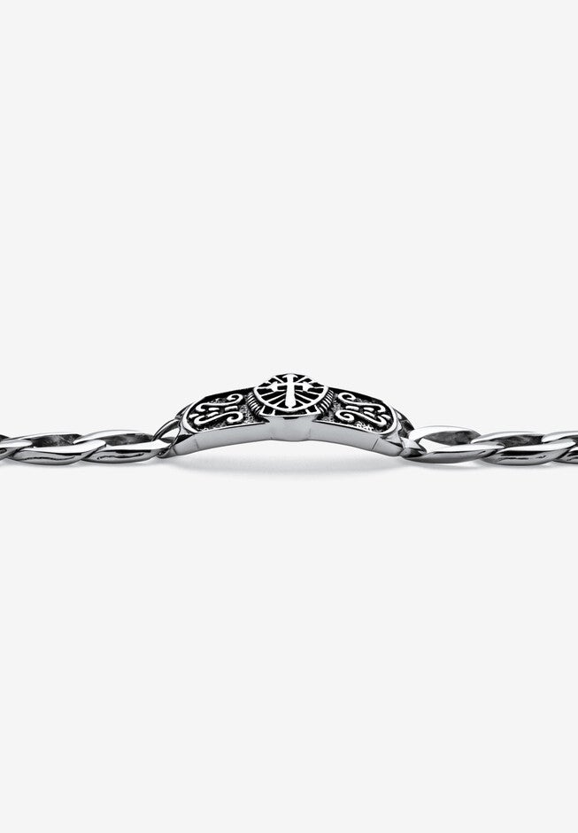 Men's Stainless Steel Antiqued Curb Link Bracelet (14mm), 10 inches, , on-hover image number null