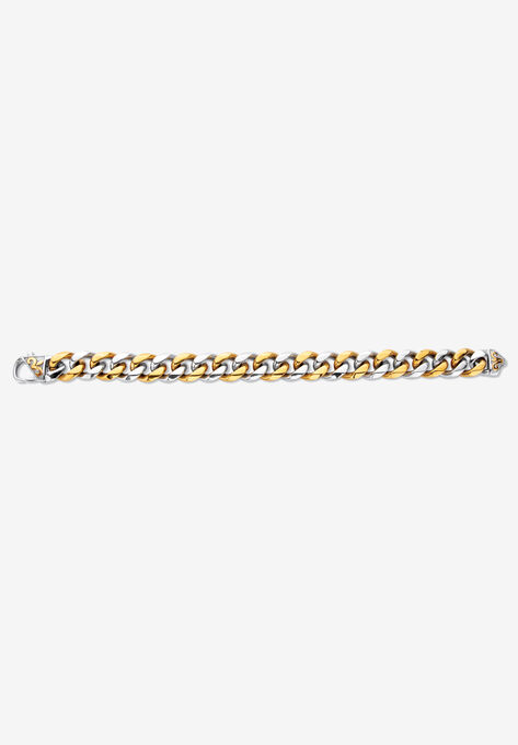Men'S Yellow Gold Ion Plated Stainless Curb Link Bracelet (14Mm), 10 Inches, , alternate image number null