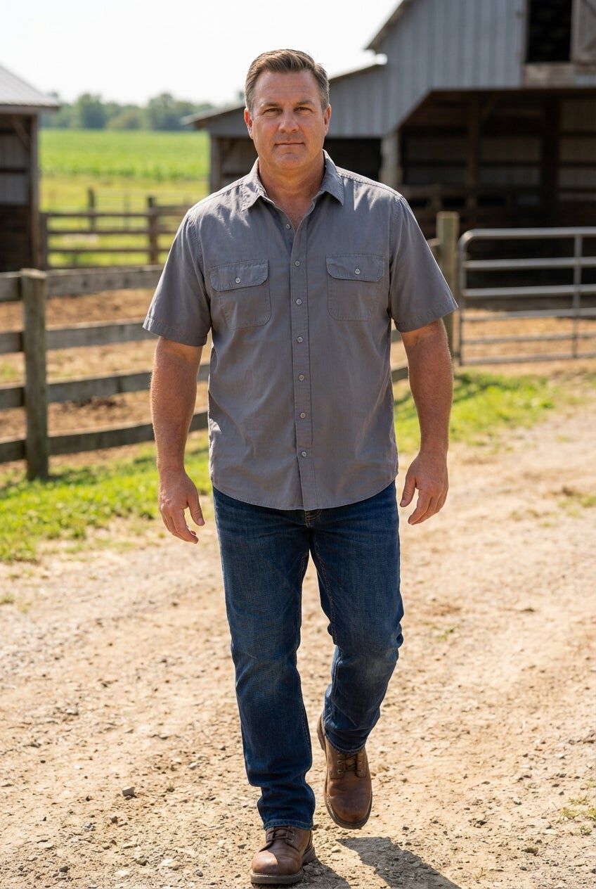Short Sleeve Denim and Twill Shirt