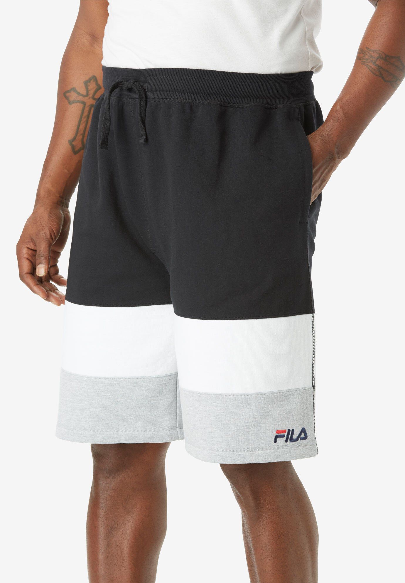 Colorblock Fleece Shorts, BLACK WHITE HEATHER, hi-res image number 0