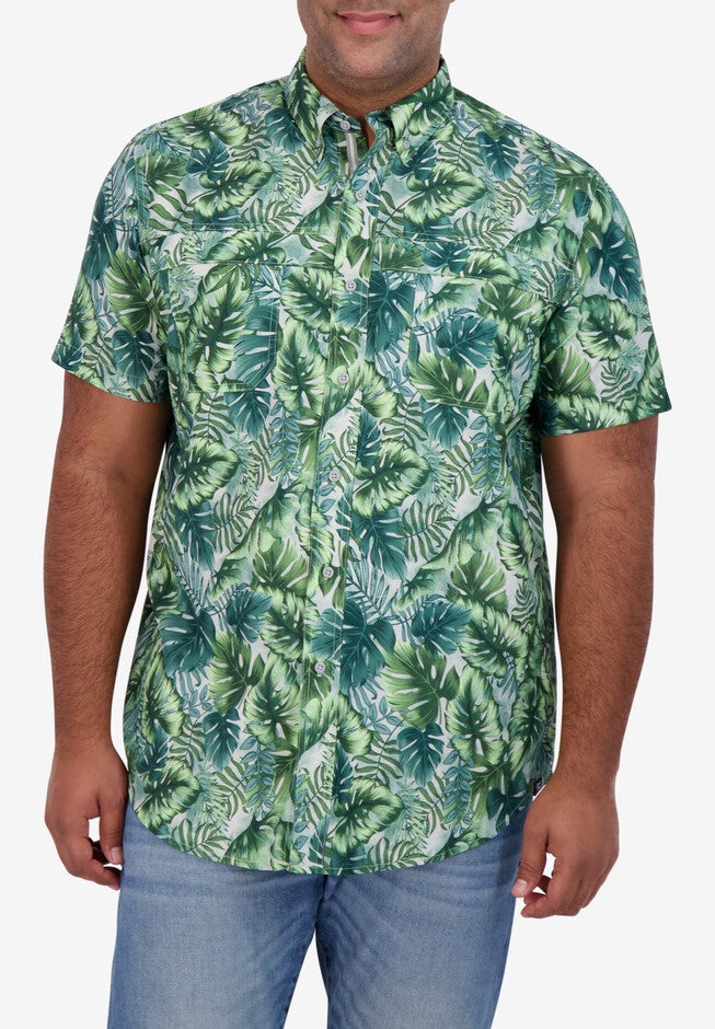 Chaps® Outdoor Short-Sleeve Performance Shirt, DEEP GREEN LEAF, hi-res image number null