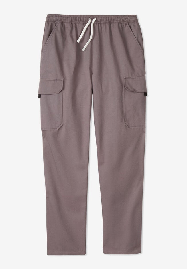 Full Elastic Waist Cargo Pants, SMOKE, hi-res image number null