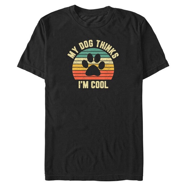 My Dog Thinks IM Cool Shirt Funny Dog Lover Retro, BLACK, hi-res image number 0
