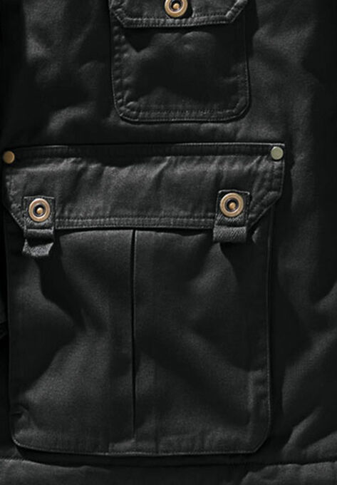 Multi-Pocket Twill Jacket with Removable Hood, , alternate image number null