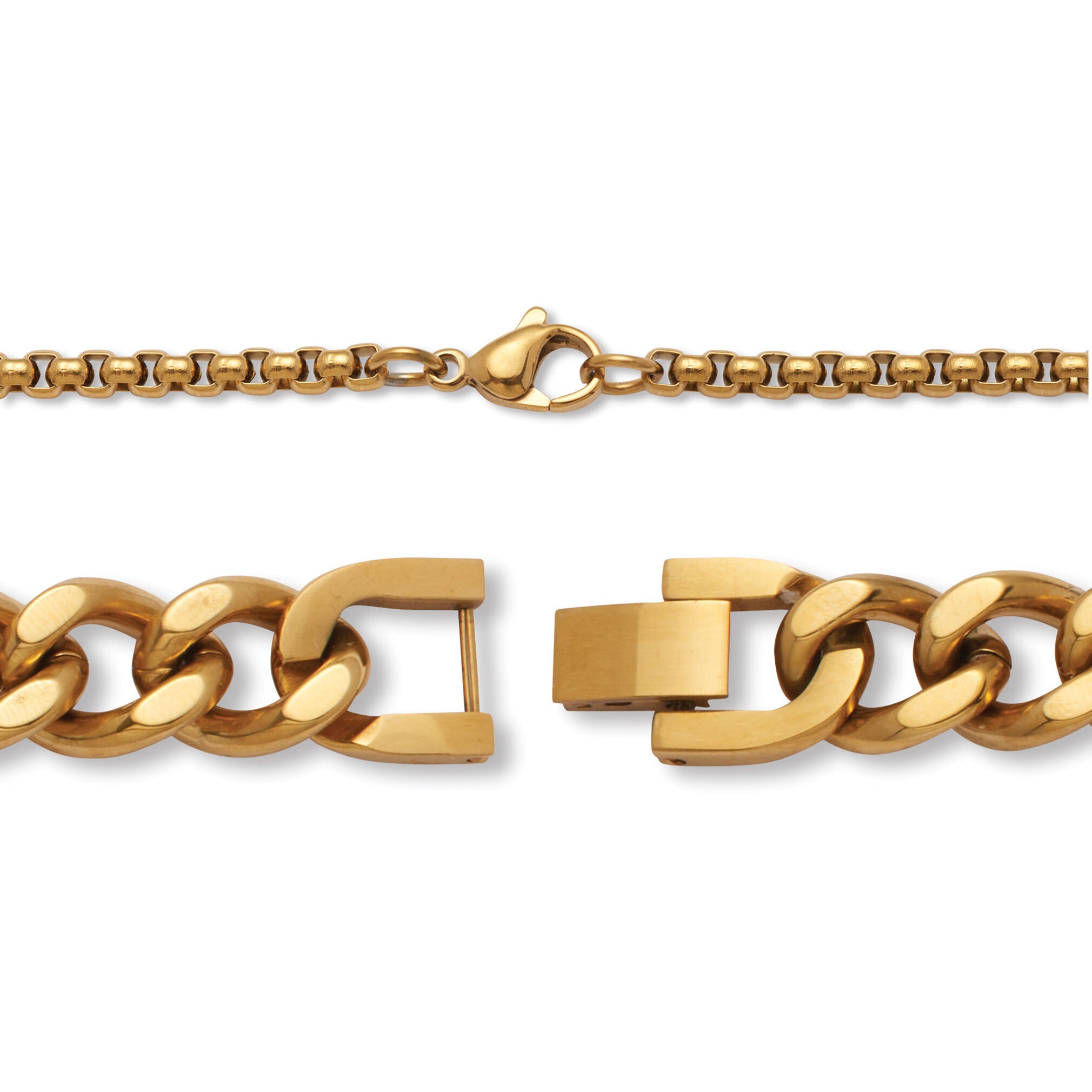 Men's Crystal Gold Ion-Plated Stainless Steel Cross Pendant Necklace Set 26 Inch, WHITE, on-hover image number 1