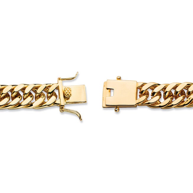Men's Genuine Onyx and Diamond Accent Gold-Plated Curb-Link Bracelet 8 inches, BLACK, on-hover image number 1