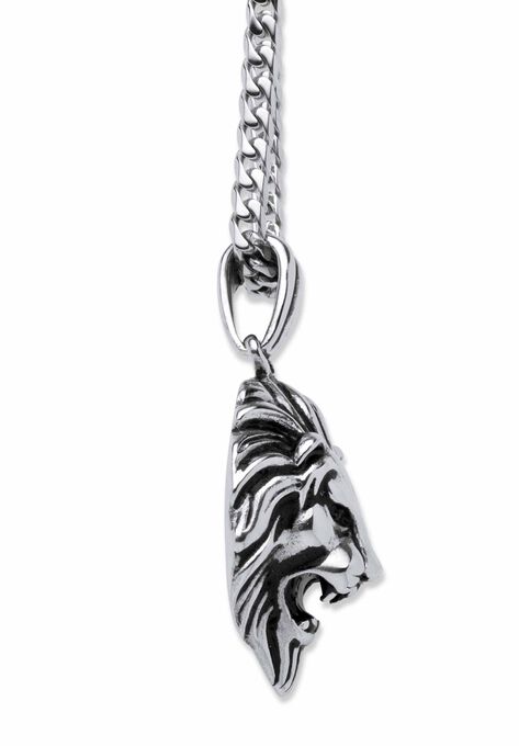 Lion's Head Pendant Necklace , , on-hover image number null