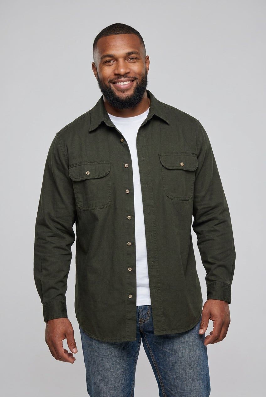 Long Sleeve Denim and Twill Shirt
