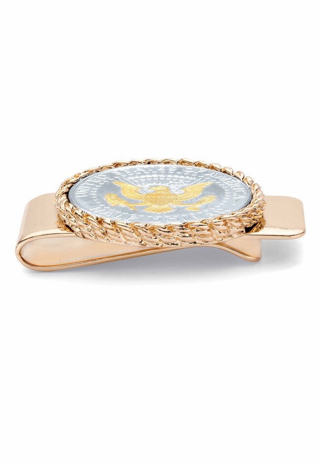 Goldtone Money Clip Round with Genuine Silver Coin, , on-hover image number 1