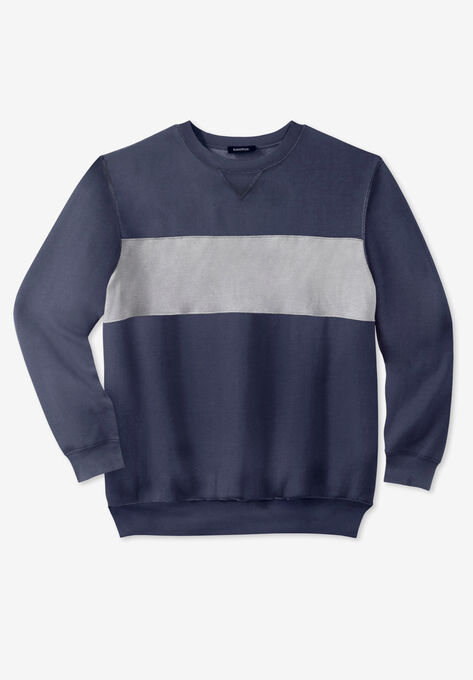 Fleece Crewneck Sweatshirt, NAVY COLORBLOCK, hi-res image number null
