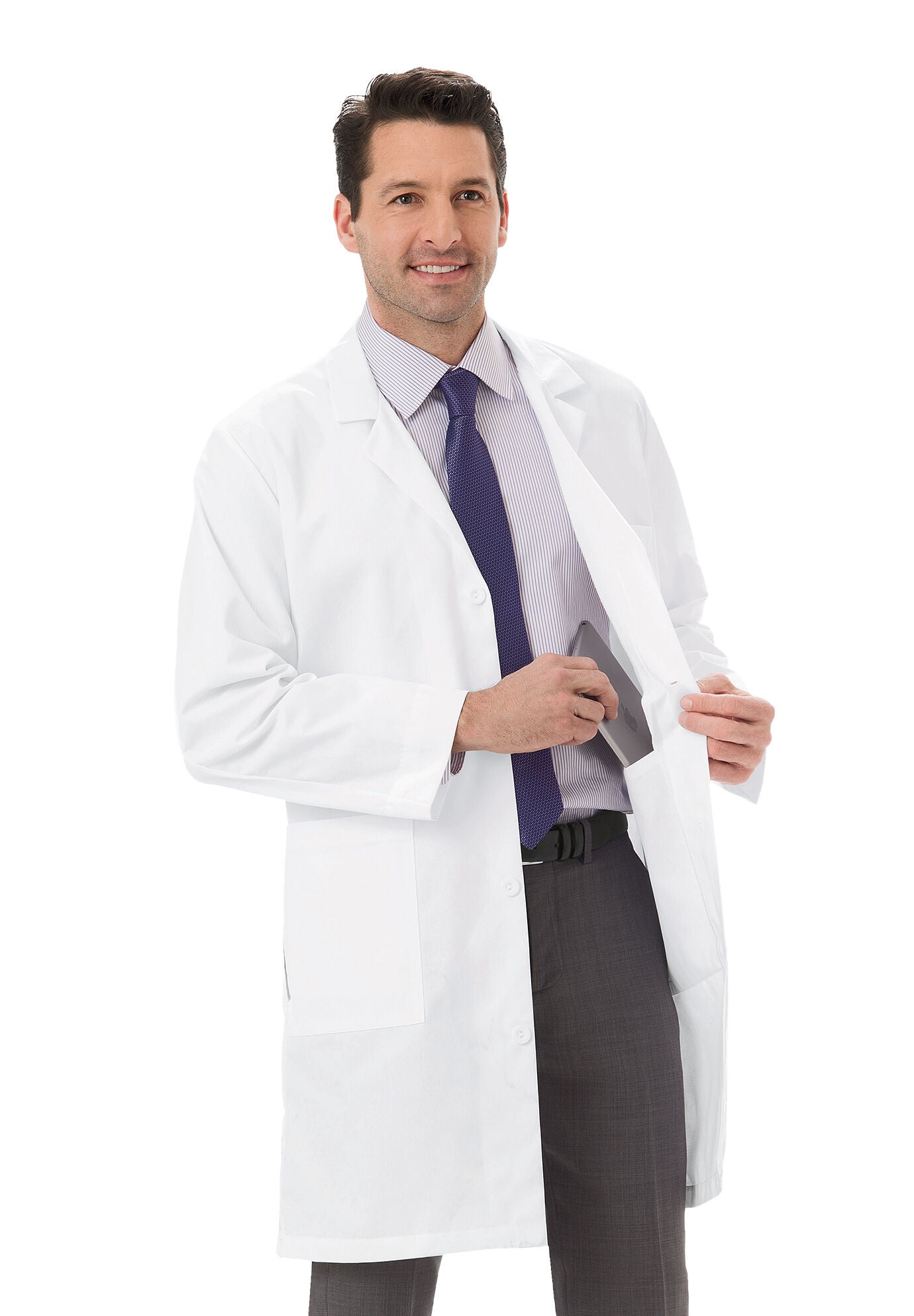 Men's 38 inches Lab Coat, WHITE, hi-res image number 0