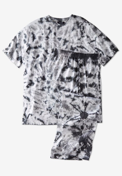 Lightweight Cotton Novelty PJ Set, BLACK WHITE MARBLE, hi-res image number null