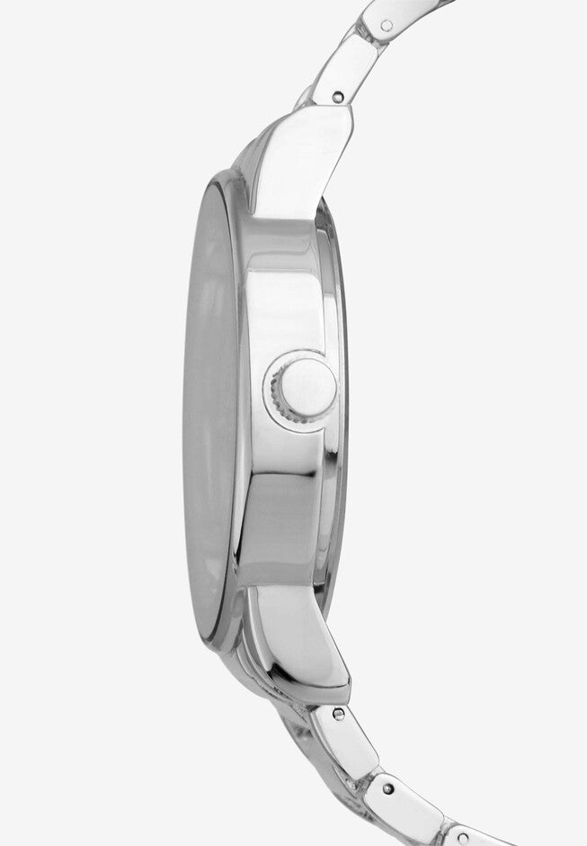 Mirrored Bezel Silver Metal Link Watch, , alternate image number null