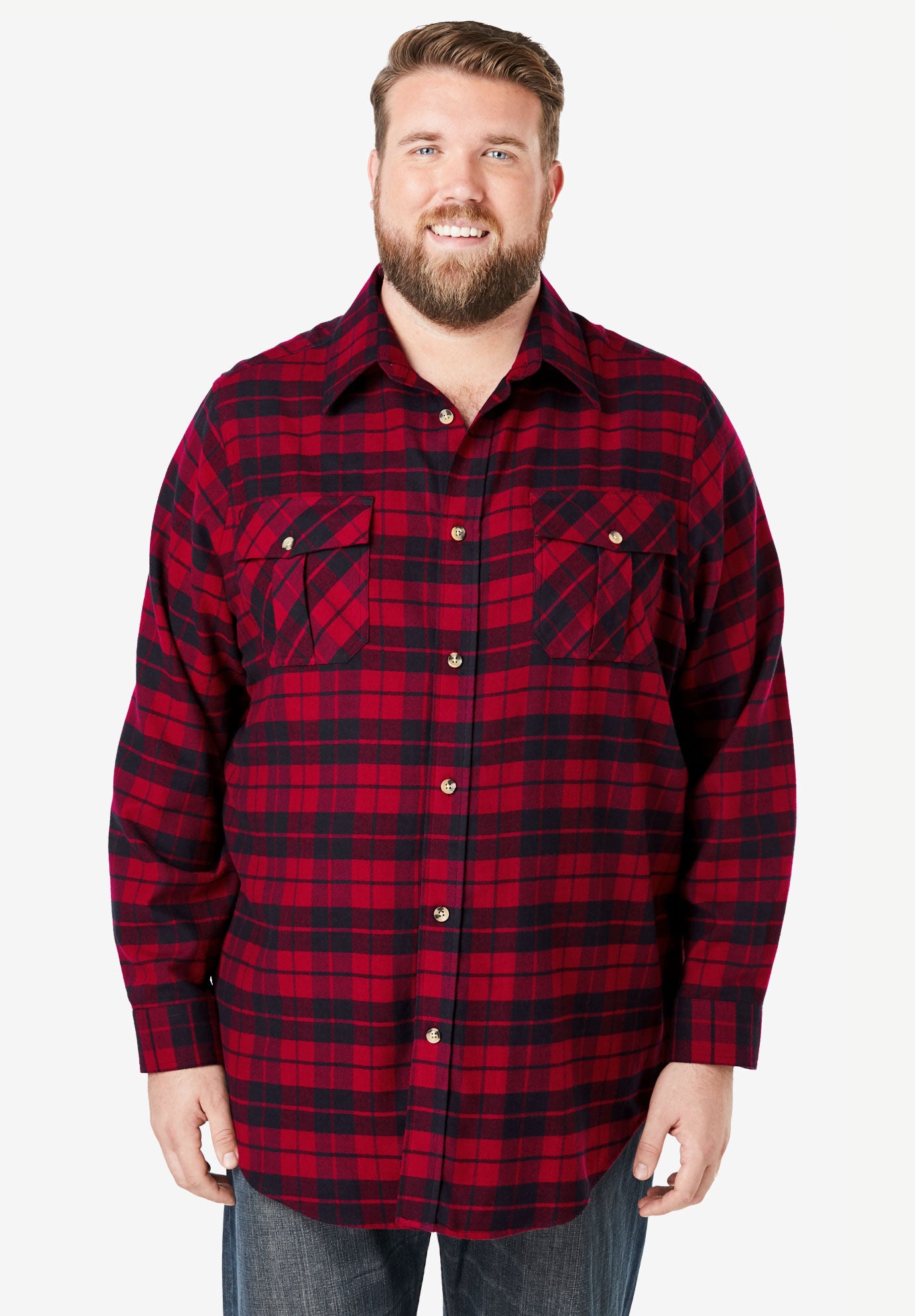 Signature Plaid Flannel Shirt, RICH BURGUNDY PLAID, alternate image number 4
