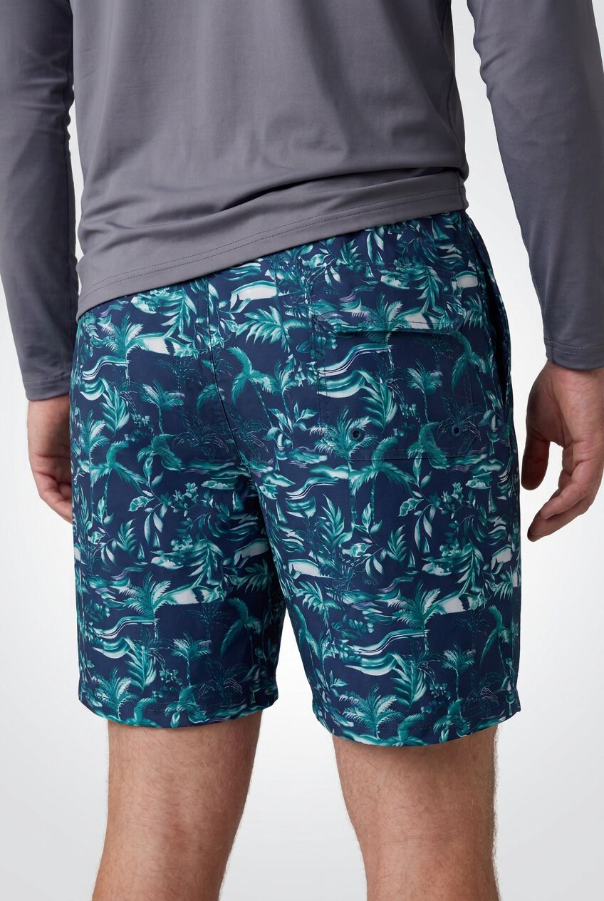 8 inches Swim Trunks with Super Stretch Liner, NAVY PALMS, alternate image number 7