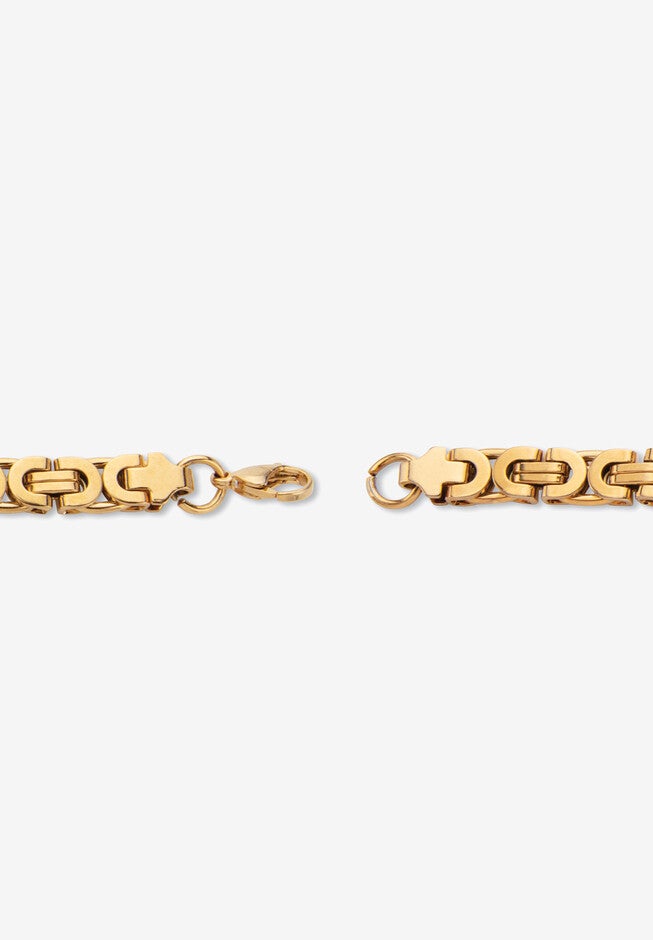 Men's Yellow Gold Ion Plated Stainless Steel Byzantine Link Bracelet 9 Inches, , on-hover image number null
