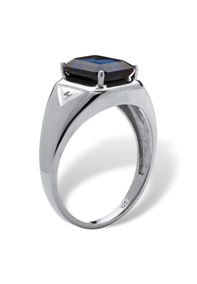 Platinum Over Sterling Silver Sapphire and Diamond Accent Ring, , on-hover image number 1