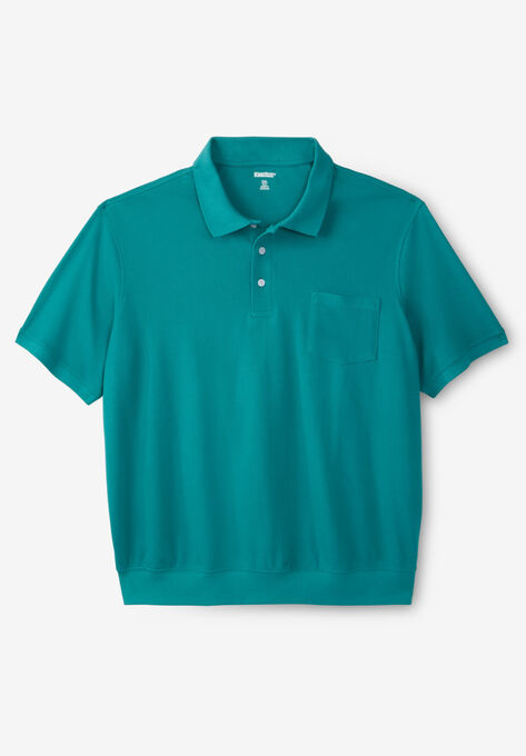 Banded Bottom Pocket Shrink-Less™ Piqué Polo Shirt, BLUE GREEN, hi-res image number null