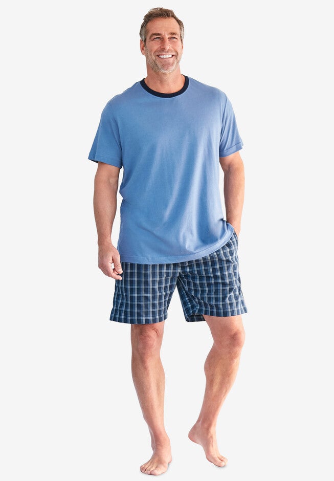 Hanes® PJ Shorts Set, BLUE PLAID, hi-res image number 0