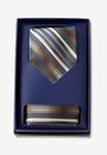 KS Signature Extra Long Tie and Pocket Square Gift Set, BLACK STRIPE, hi-res image number null