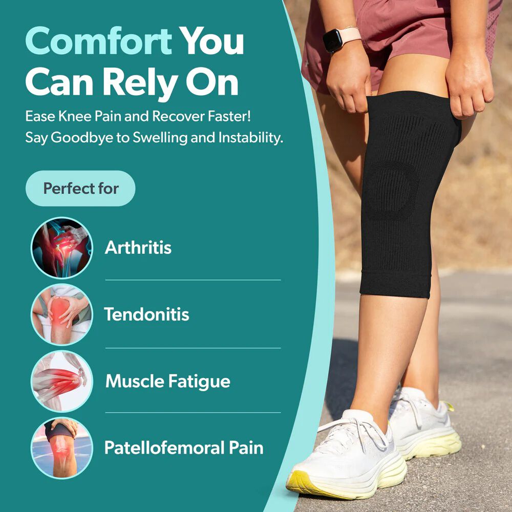 Comfort Knee Compression Sleeve, BLACK, alternate image number 5