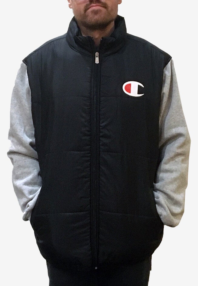 CHAMPION® FLEECE SLEEVE PUFFER JACKET, BLACK HEATHER GREY, hi-res image number null