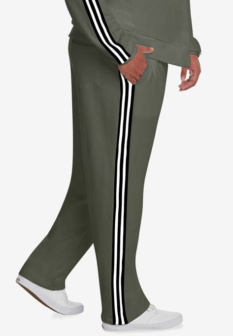 MVP Collections® French Terry Striped Track Pants, OLIVE, hi-res image number null