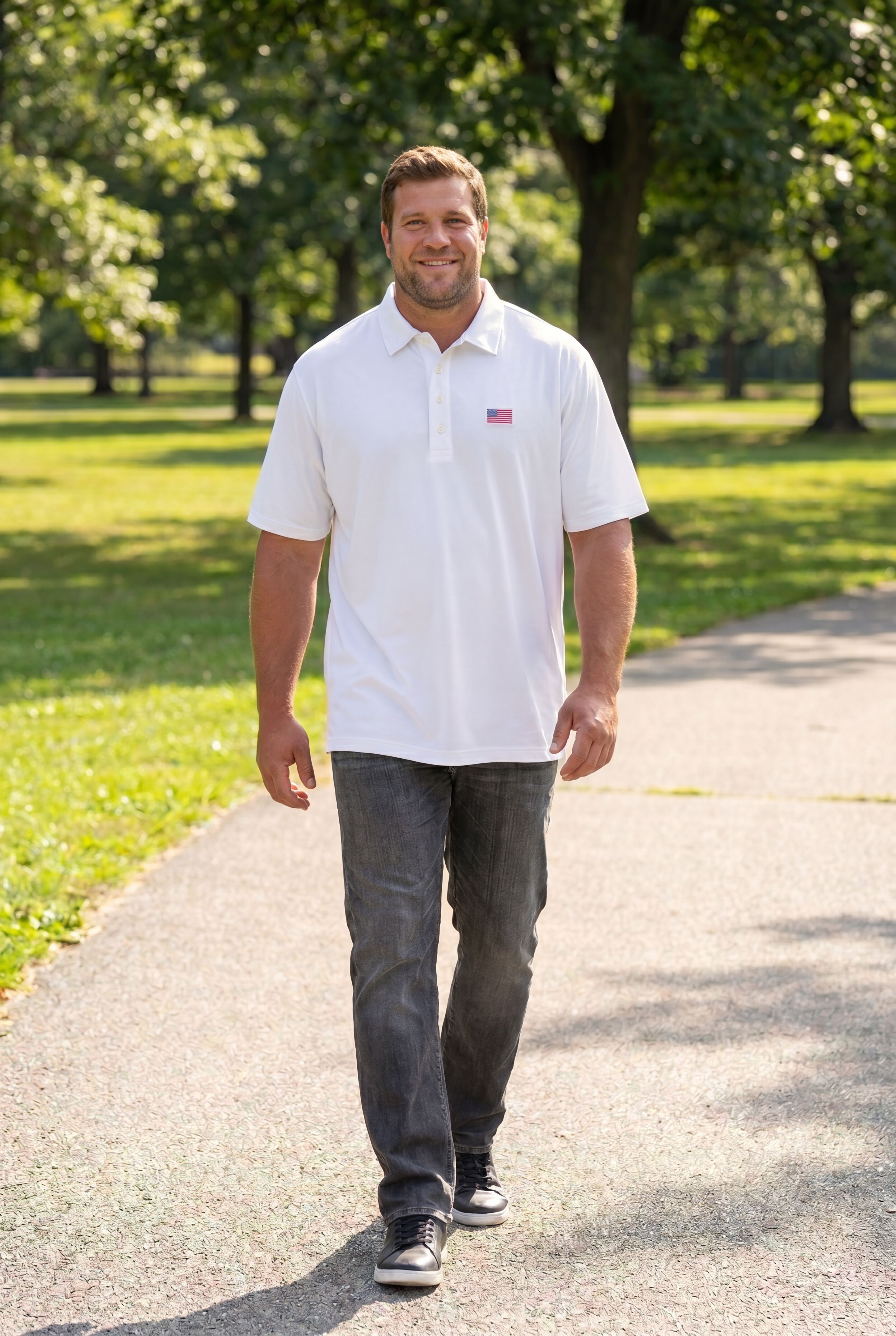 Big and Tall Americana Polo from KingSize, WHITE, alternate image number 5