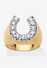 18K Gold over Sterling Silver Cubic Zirconia Horseshoe Ring, GOLD, hi-res image number 0