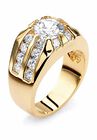 Yellow Gold-Plated Channel Cubic Zirconia Set Ring, , on-hover image number null
