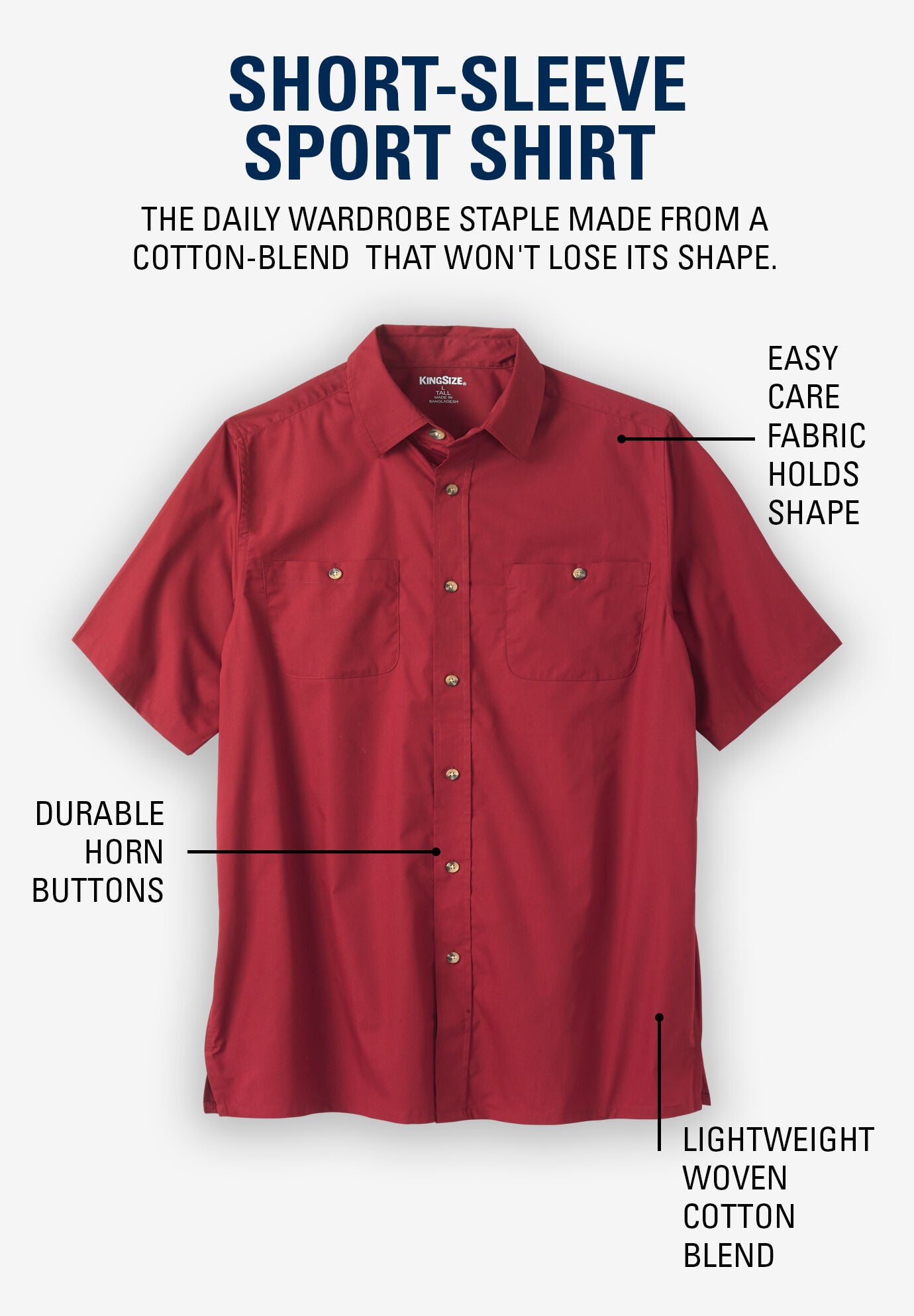 Plaid Wrinkle-Resistant Short Sleeve Button Down, GREY PLAID, on-hover image number 1