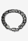 Black Ruthenium Plated 9" Curb Link Bracelet, BLACK, hi-res image number null
