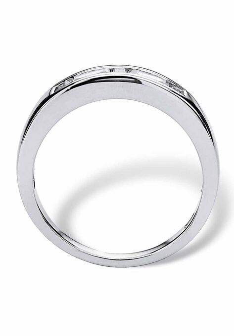 Platinum over Silver Baguette Wedding Band Ring Cubic Zirconia, , on-hover image number null
