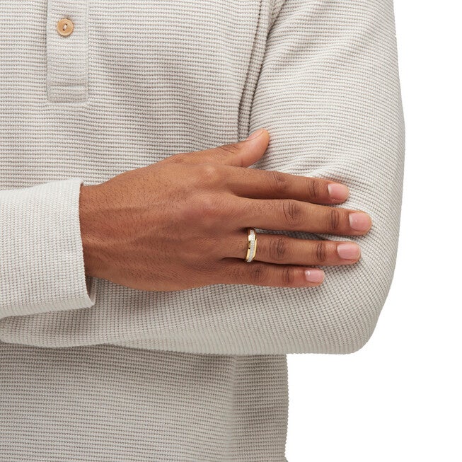 Men's 1/5 Cttw. Diamond Accent 18k Gold-plated Sterling Silver Wedding Ring, WHITE, alternate image number 4