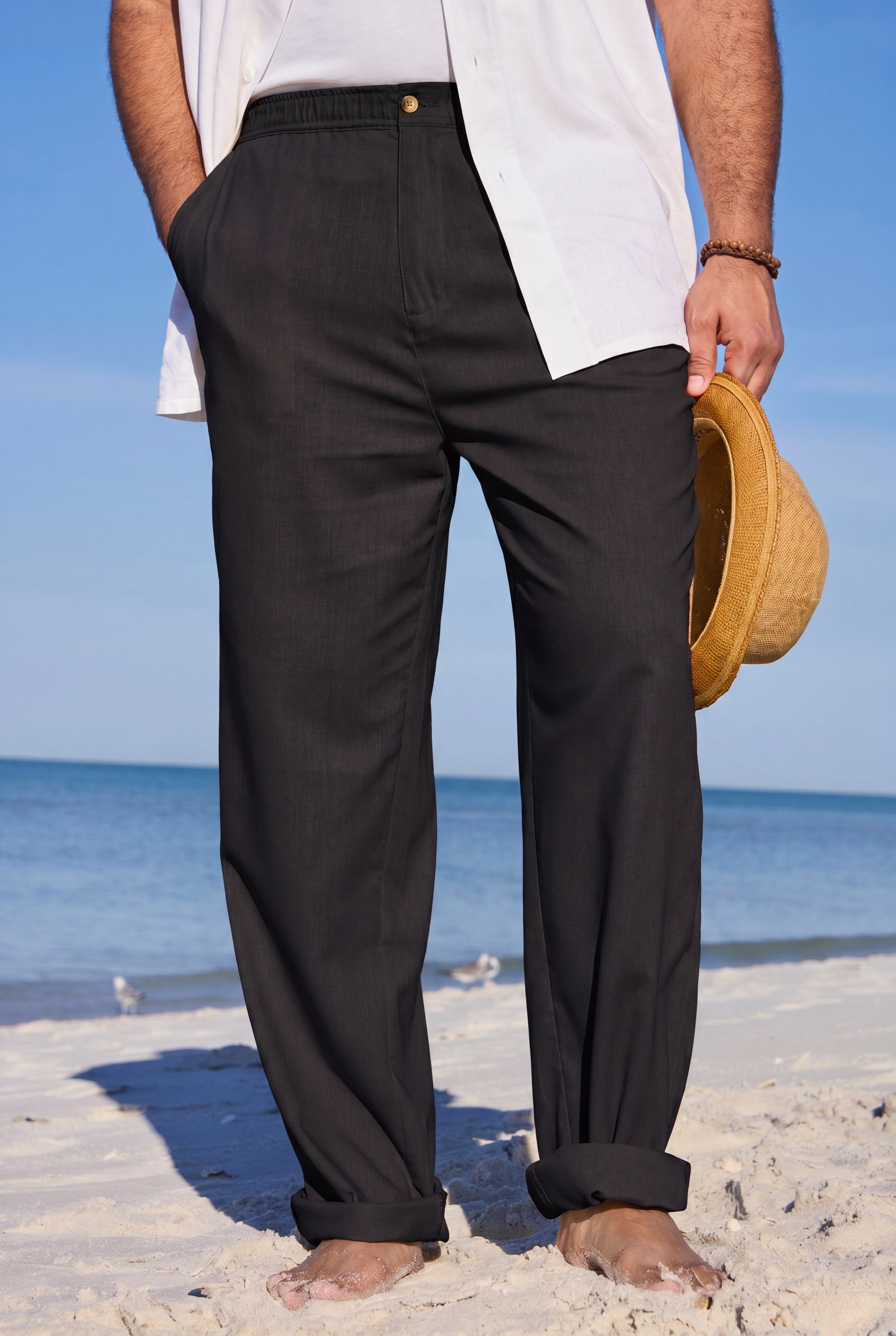 Classic Linen Pants, BLACK, hi-res image number 0