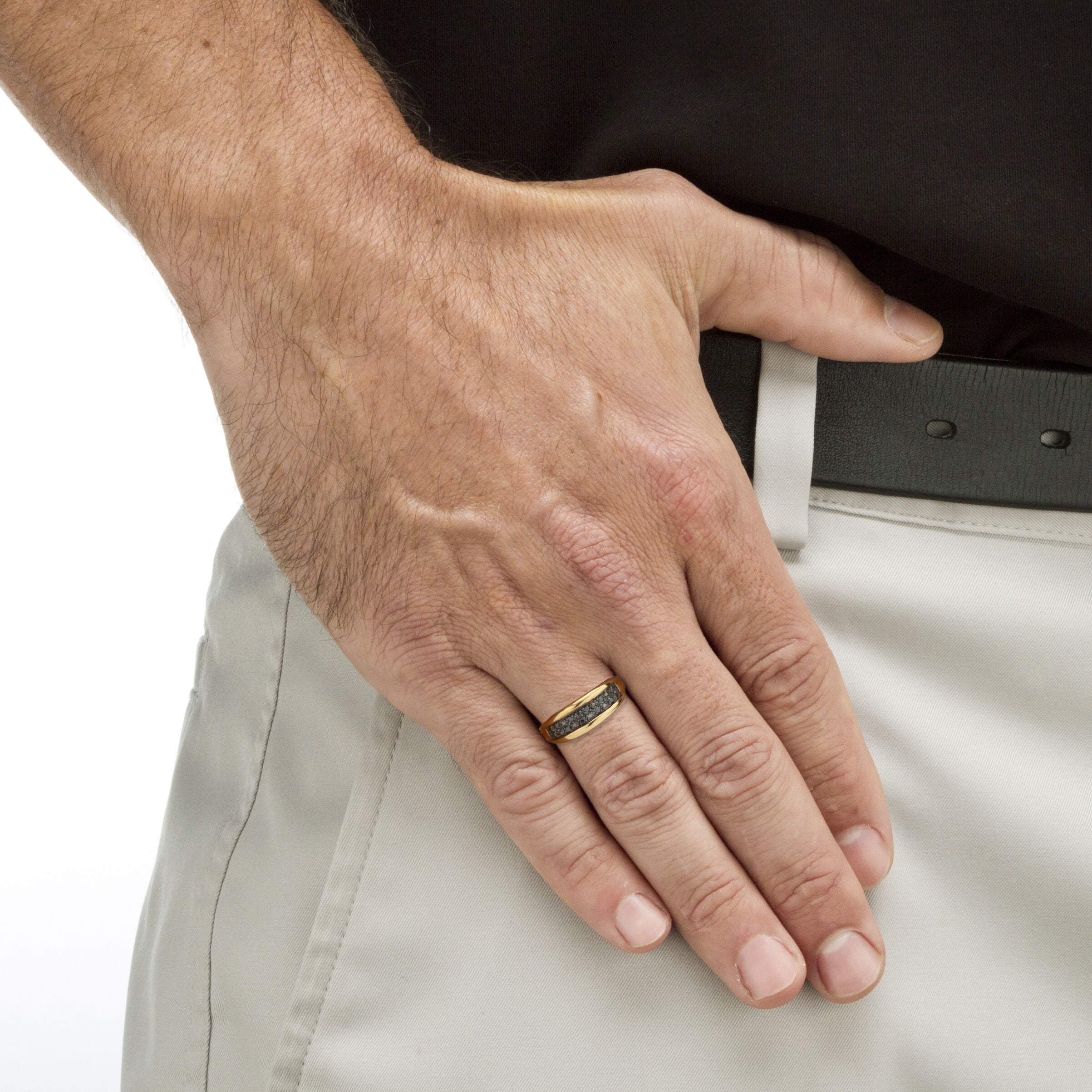 Men's .12 TCW Gold Over Sterling Silver Black Diamond Ring, BLACK, alternate image number 2