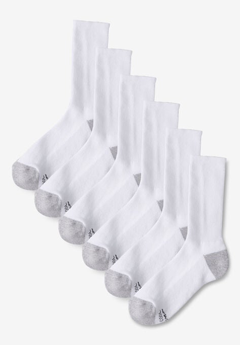 Hanes® X-Temp® Crew-Length Socks 6-Pack, WHITE, hi-res image number null