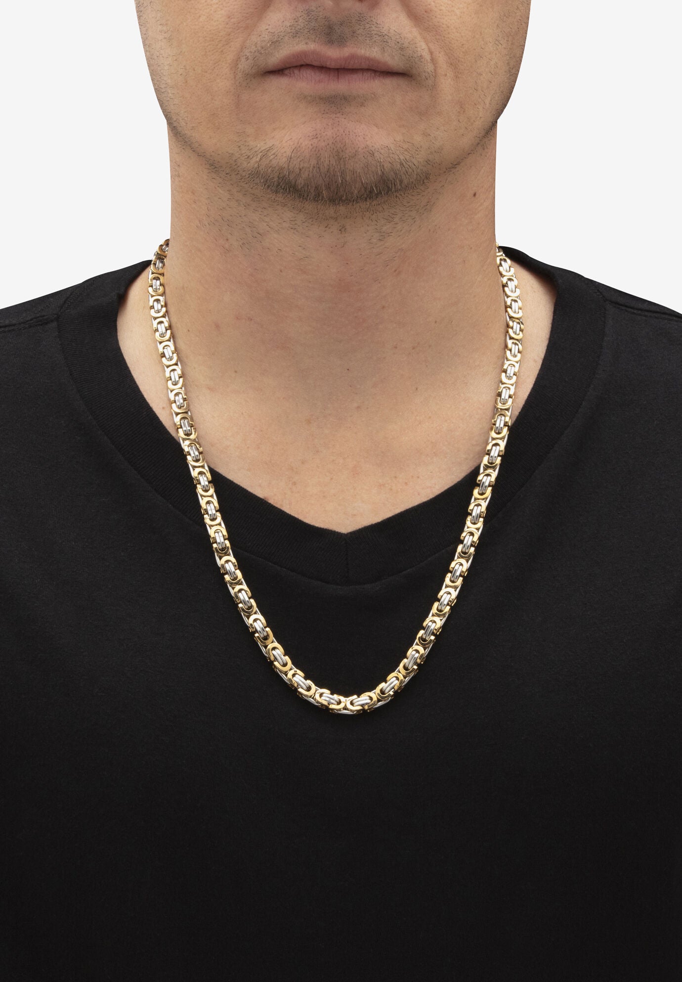 Men&#39;s Yellow Gold Ion Plated Stainless Steel Chain 2 Piece Set 6Mm 9 And 24 In, , alternate image number 2