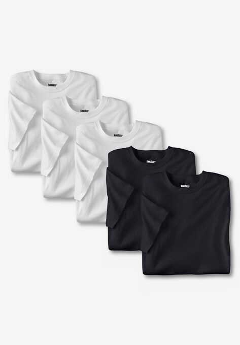 Cotton Crewneck Undershirts 5 pack, ASSORTED BLACK WHITE, hi-res image number null