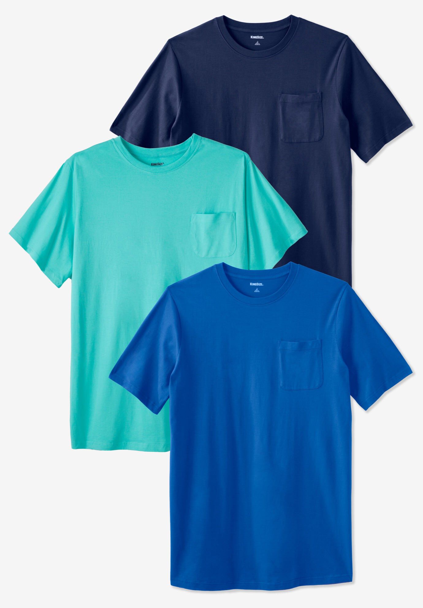 3-Pack Longer Length Pocket Crewneck, ASSORTED COOLS, hi-res image number 0