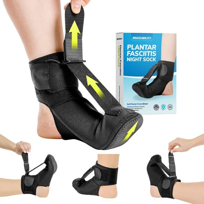 Plantar Fasciitis Night Sock Splint, BLACK, hi-res image number 0