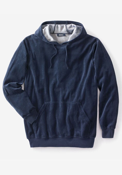 Velour Long-Sleeve Pullover Hoodie, NAVY, hi-res image number null