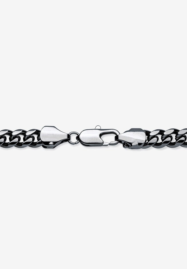 Men's Black Ruthenium Plated Curb Link Chain Necklace (10.5mm), 24 inches, , on-hover image number 1