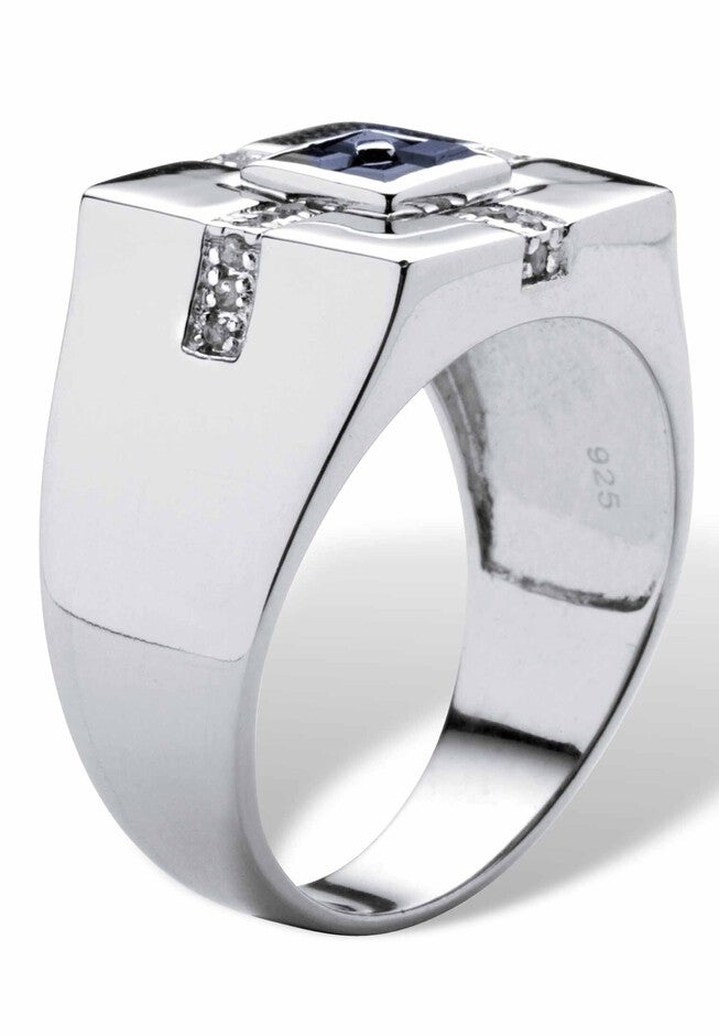 Sterling Silver Genuine Blue Sapphire and Diamond Accent Ring, , on-hover image number 1