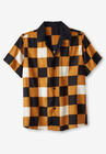 Short-Sleeve Colorblock Rayon Shirt, CHECKERED, hi-res image number null
