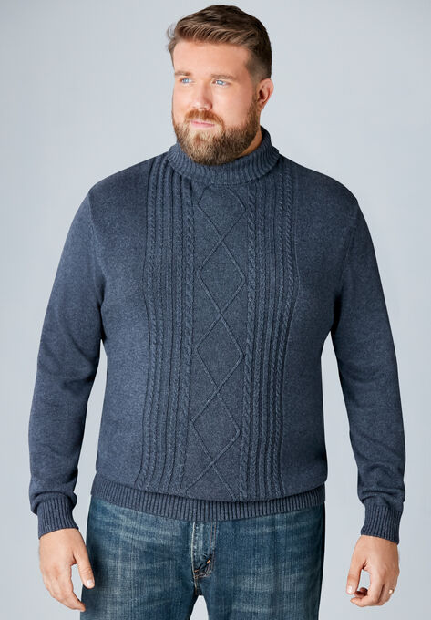 Liberty Blues™ Shoreman's Cable Knit Turtleneck Sweater, , alternate image number null